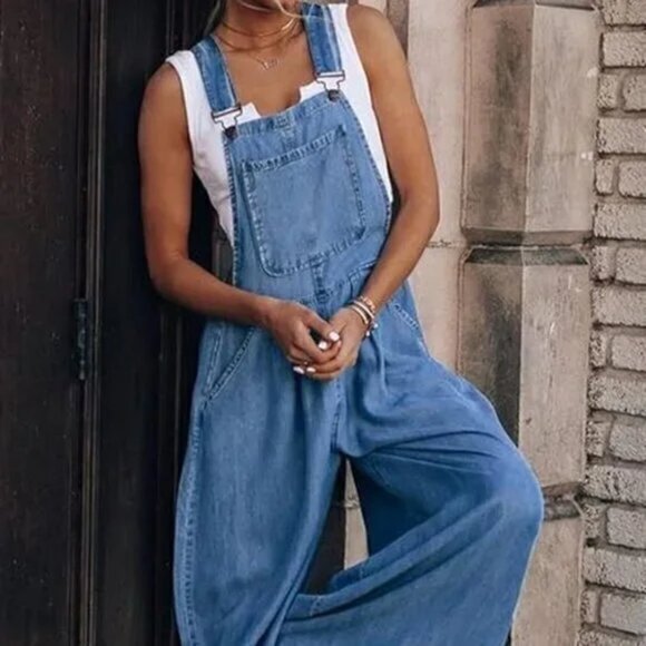 Wide Leg Bib Overalls - Picture 1 of 4